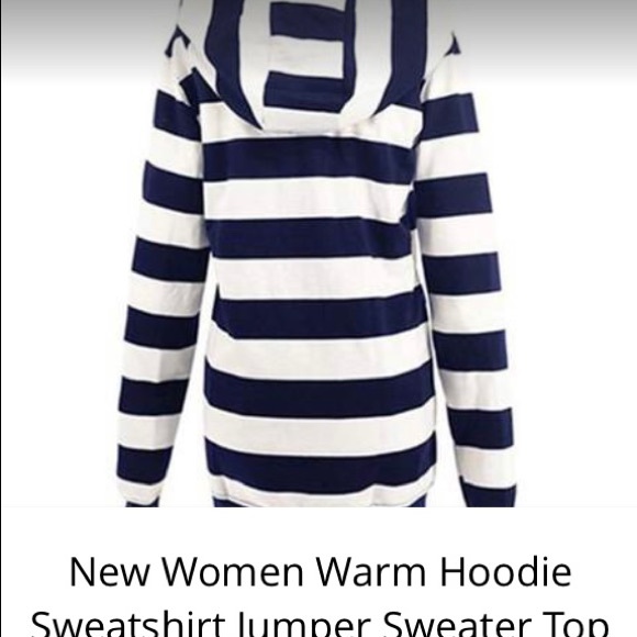 NWOT Thin Navy and White Zip Up Hoodie (No Tags) - Picture 2 of 3